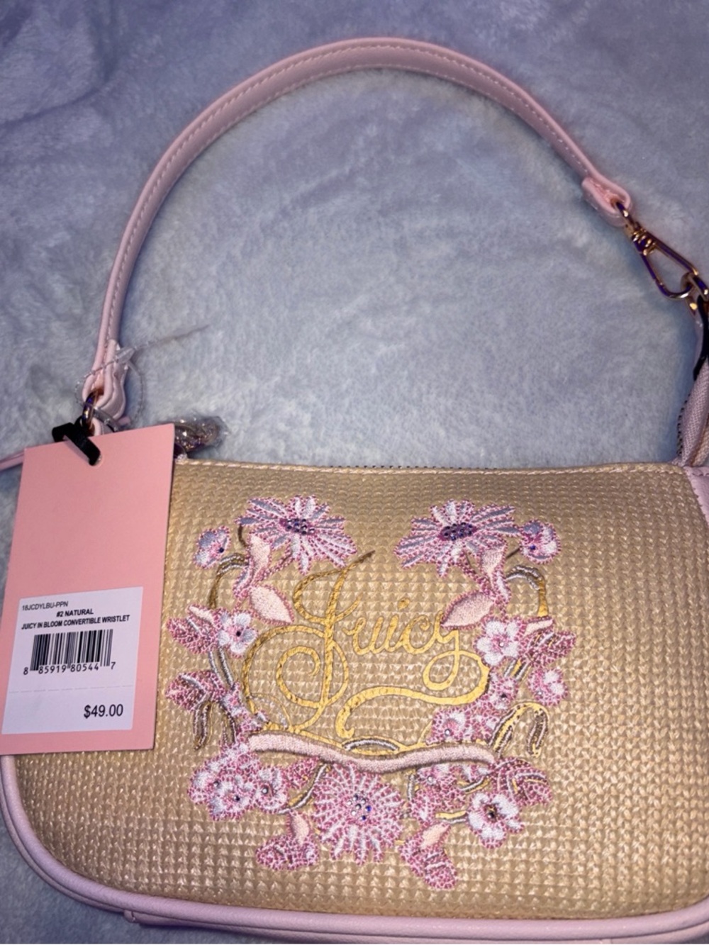 Juicy Couture Pink Trim Floral Embroidered purse